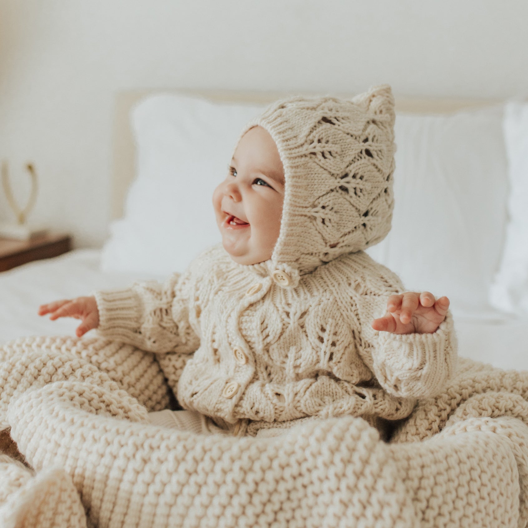 Leaf Lace Cardigan Sweater Natural - Sweaters
