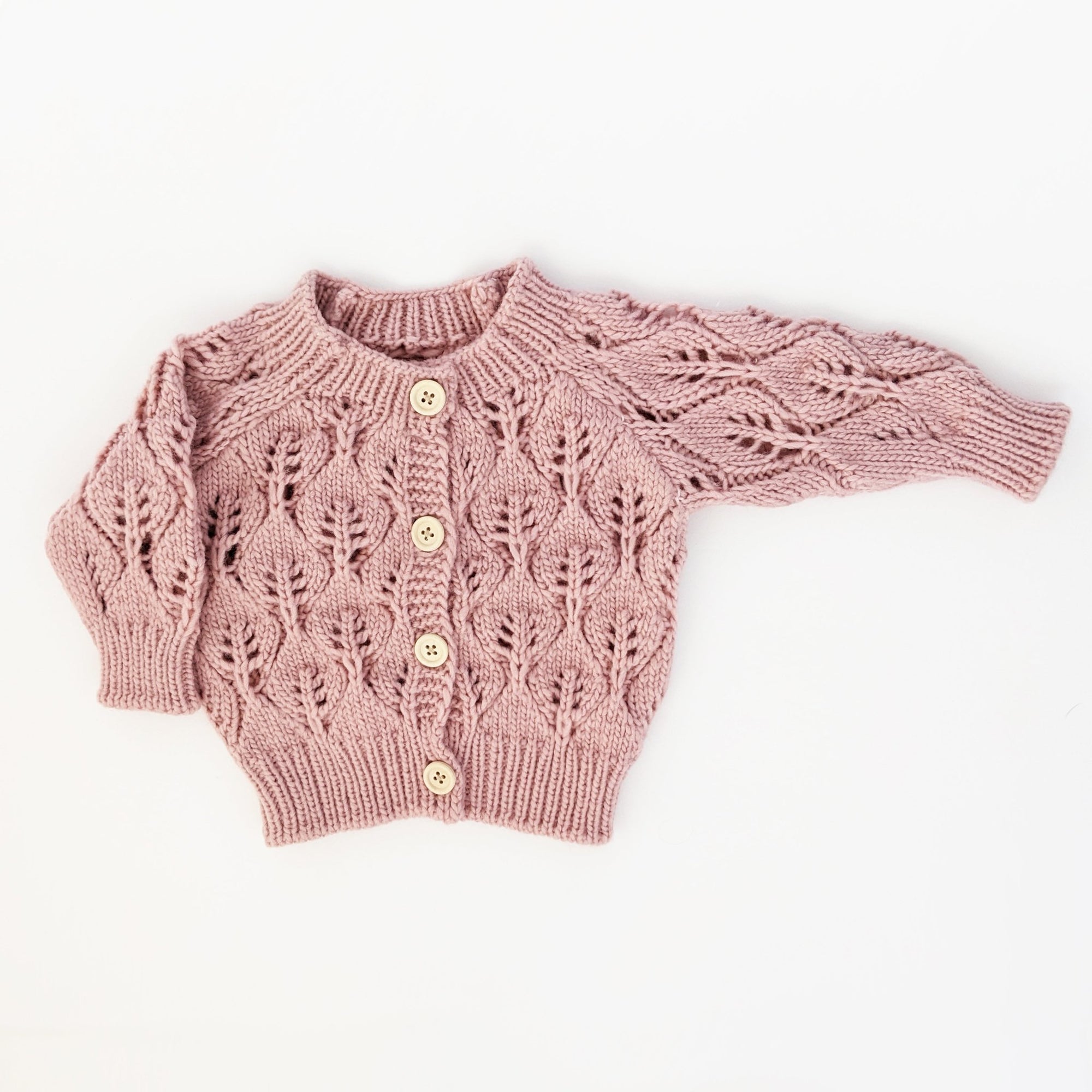 Leaf Lace Cardigan Sweater Rosy - Sweaters