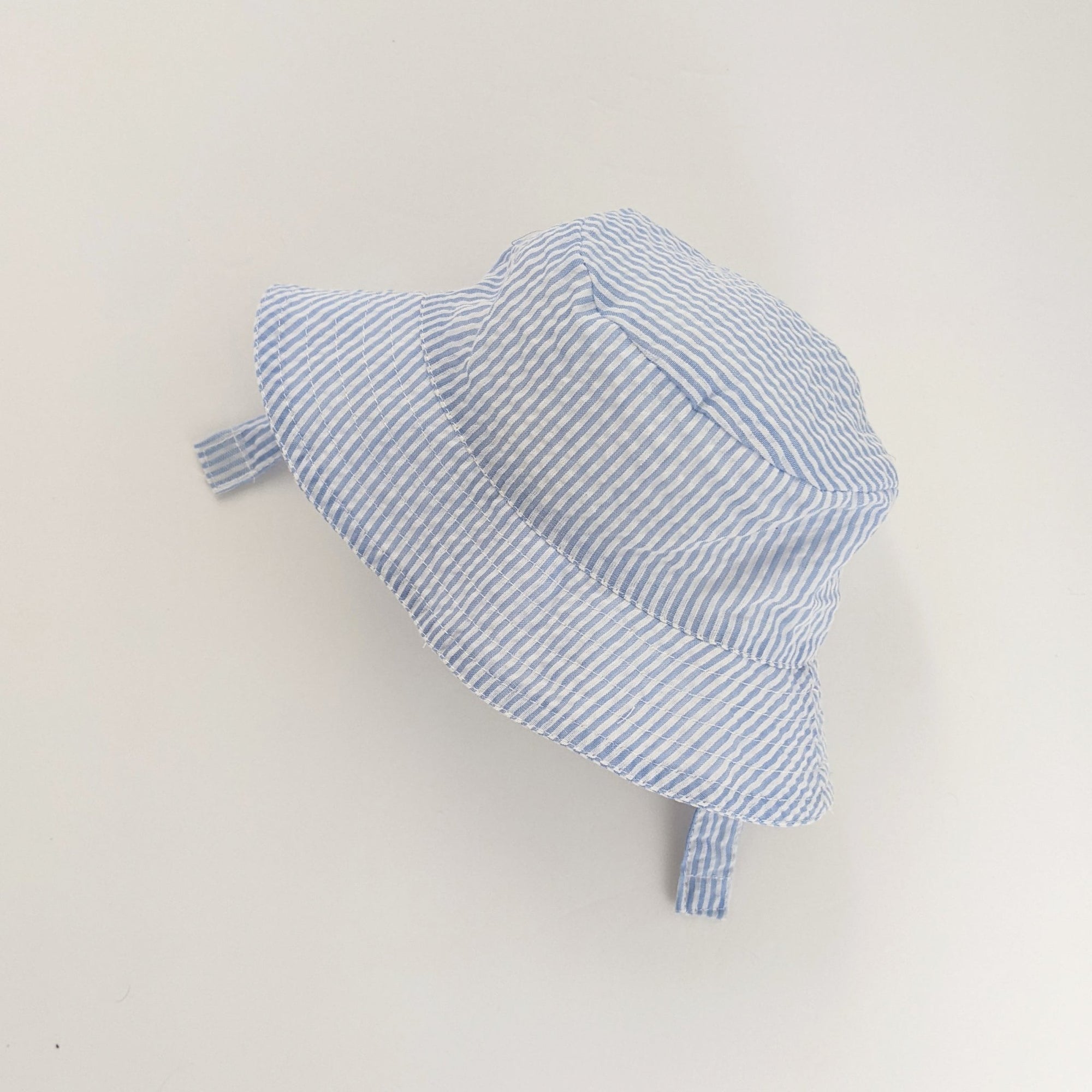 Light Blue Stripe UPF 25+ Seersucker Bucket Hat - Sunhat