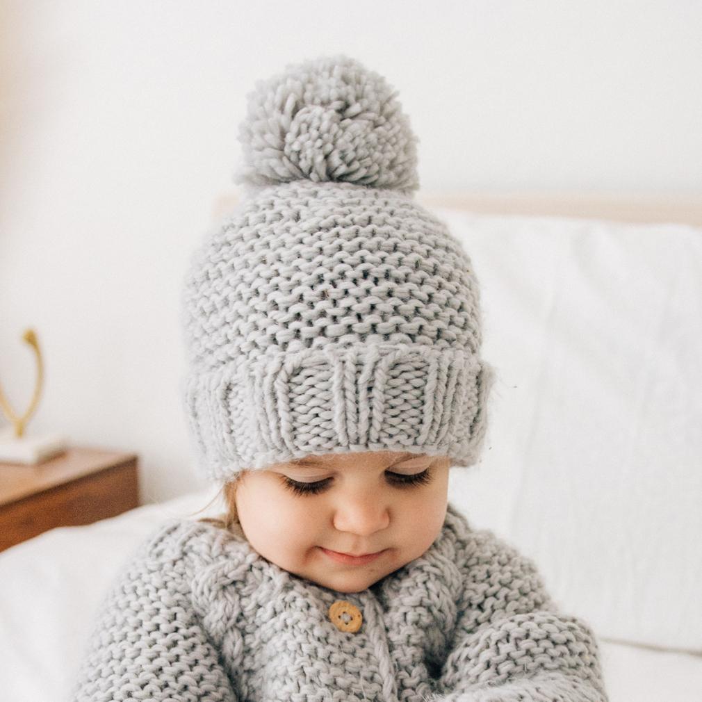 Light Grey Garter Stitch Beanie Hat for Babies and Toddlers - Beanie Hats