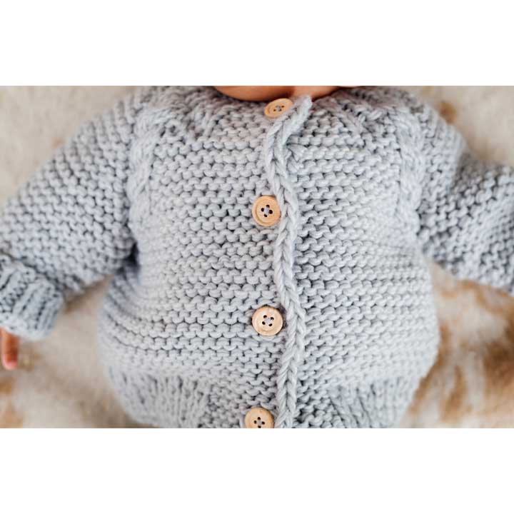Light Grey Garter Stitch Cardigan Sweater for Babies and Toddlers - Sweaters