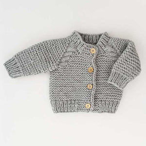 Light Grey Garter Stitch Cardigan Sweater for Babies and Toddlers - Sweaters