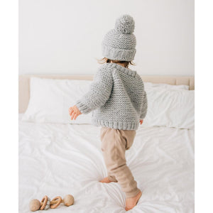 Light Grey Garter Stitch Cardigan Sweater for Babies and Toddlers - Sweaters