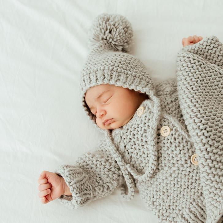 Light Grey Garter Stitch Knit Bonnet for Babies and Toddlers - Beanie Hats