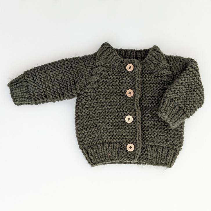 Loden Garter Stitch Cardigan Sweater Huggalugs