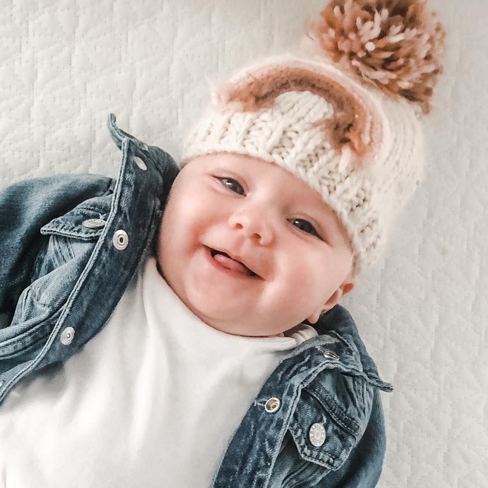 Mauve Rainbow Knit Beanie Hat - Beanie Hats