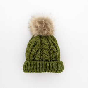 Mossy Pop Pom Pom Beanie Hat due Jul/Aug - Beanie Hats