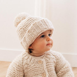 Natural Garter Stitch Beanie Hat for Babies and Toddlers - Beanie Hats