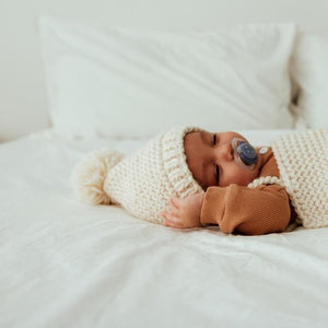 Natural Garter Stitch Knit Bonnet - Beanie Hats
