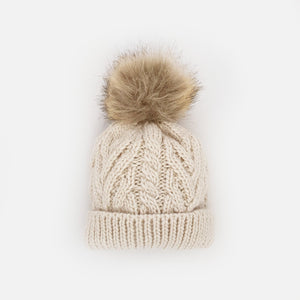 Natural Pop Pom Pom Beanie Hat for Babies thru Adults due Jul/Aug - Beanie Hats