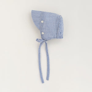 Navy Stripe UPF 25+ Seersucker Bonnet - bonnets