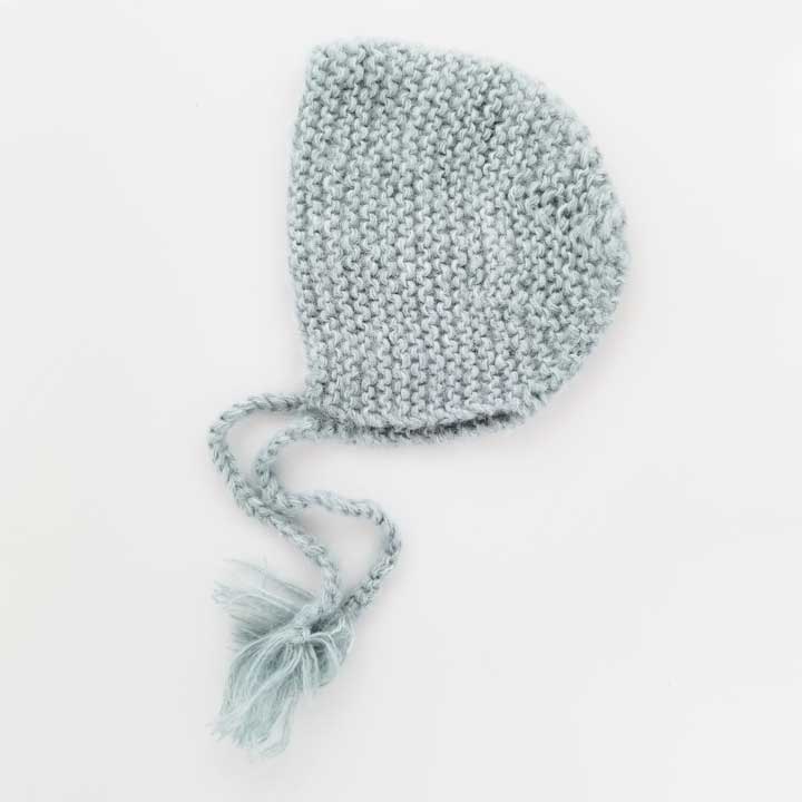 Newborn Blue Angora Knit Bonnet - Newborn Knits