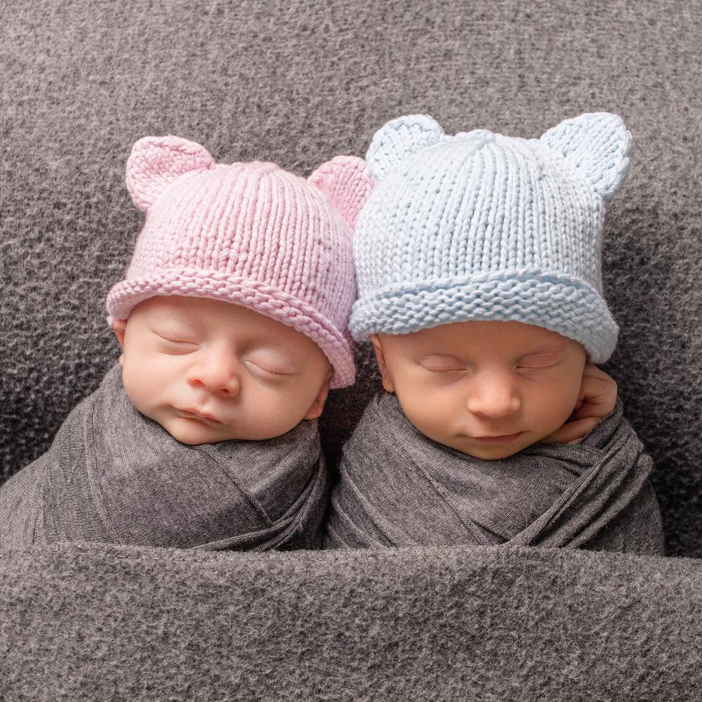 Newborn Blue Teddy Bear Beanie Hat - Huggalugs