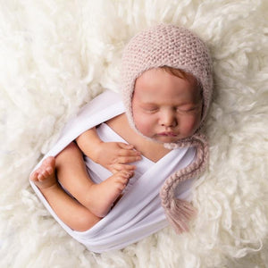 Newborn Pink Angora Knit Bonnet - Newborn Knits