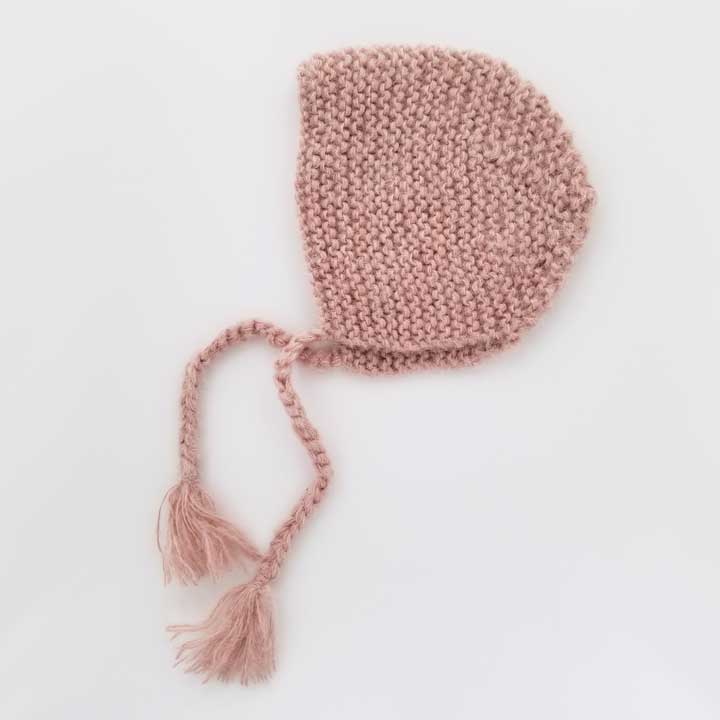 Newborn Pink Angora Knit Bonnet - Newborn Knits