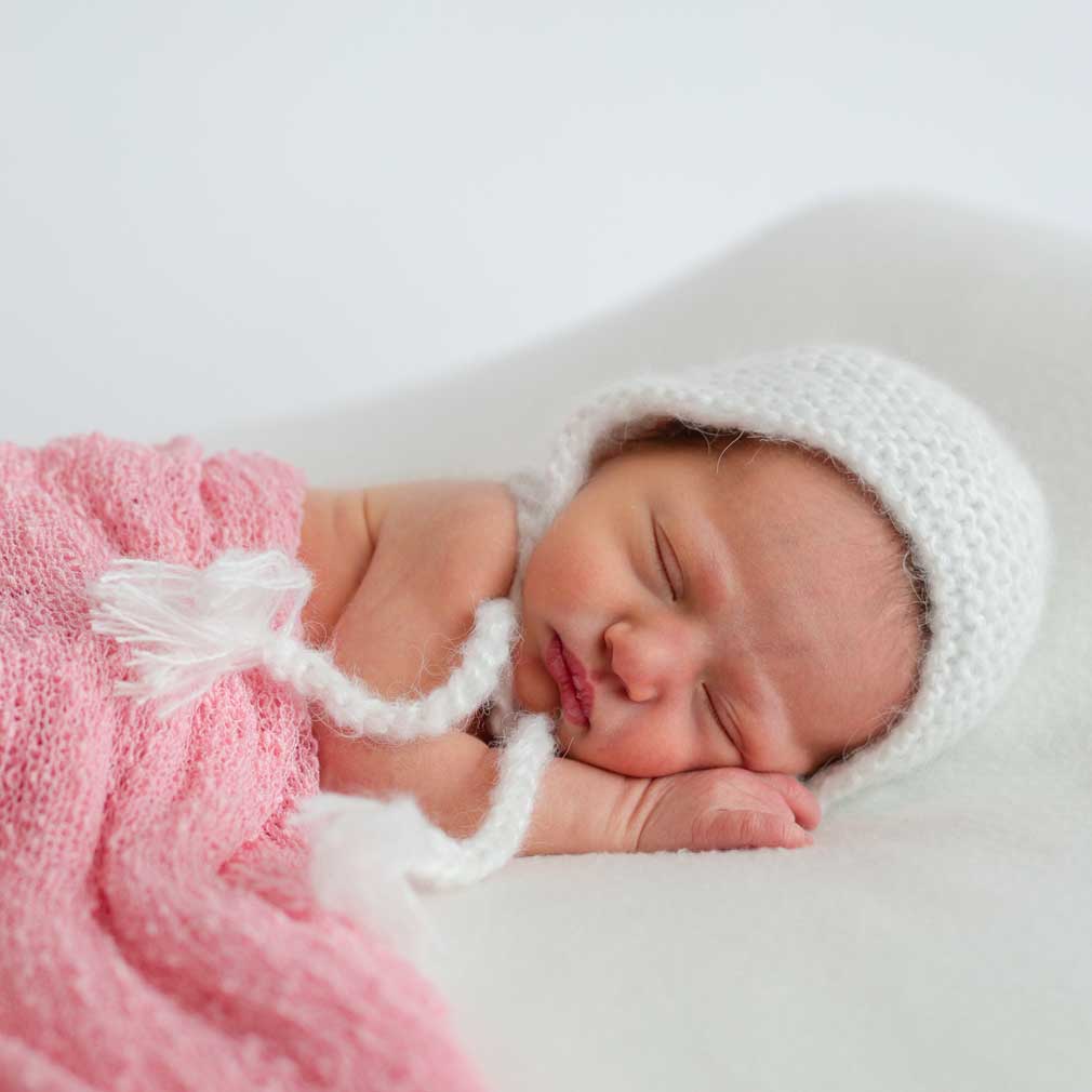 Newborn White Angora Knit Bonnet - Newborn Knits