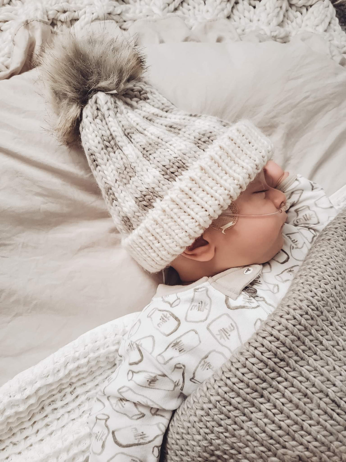 Pebble Brown Buffalo Check Pom Pom Beanie Hat - Beanie Hats