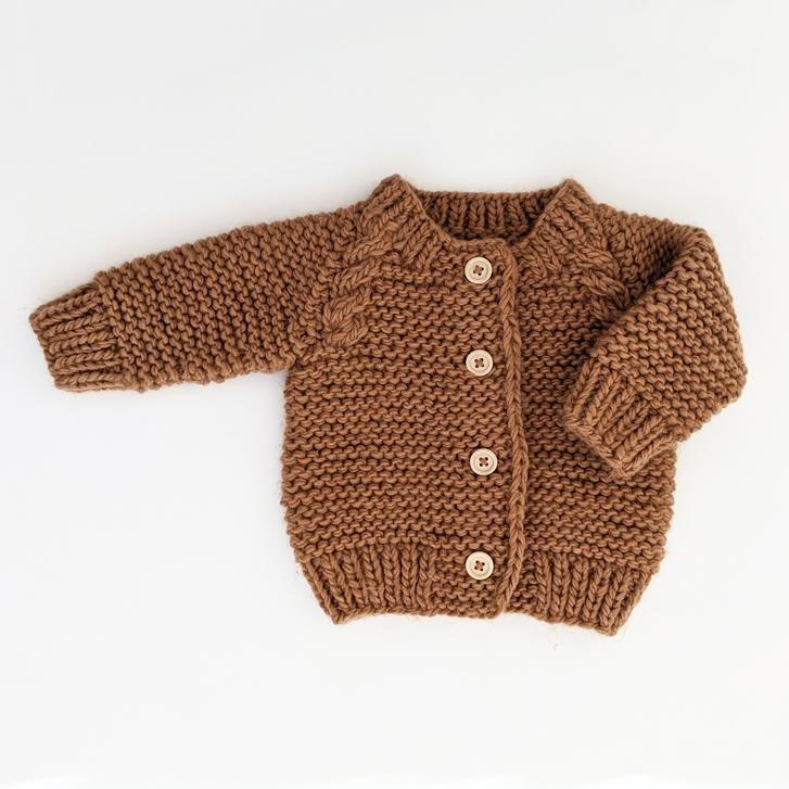 Pecan Garter Stitch Cardigan Sweater for Babies and Toddlers - Sweaters