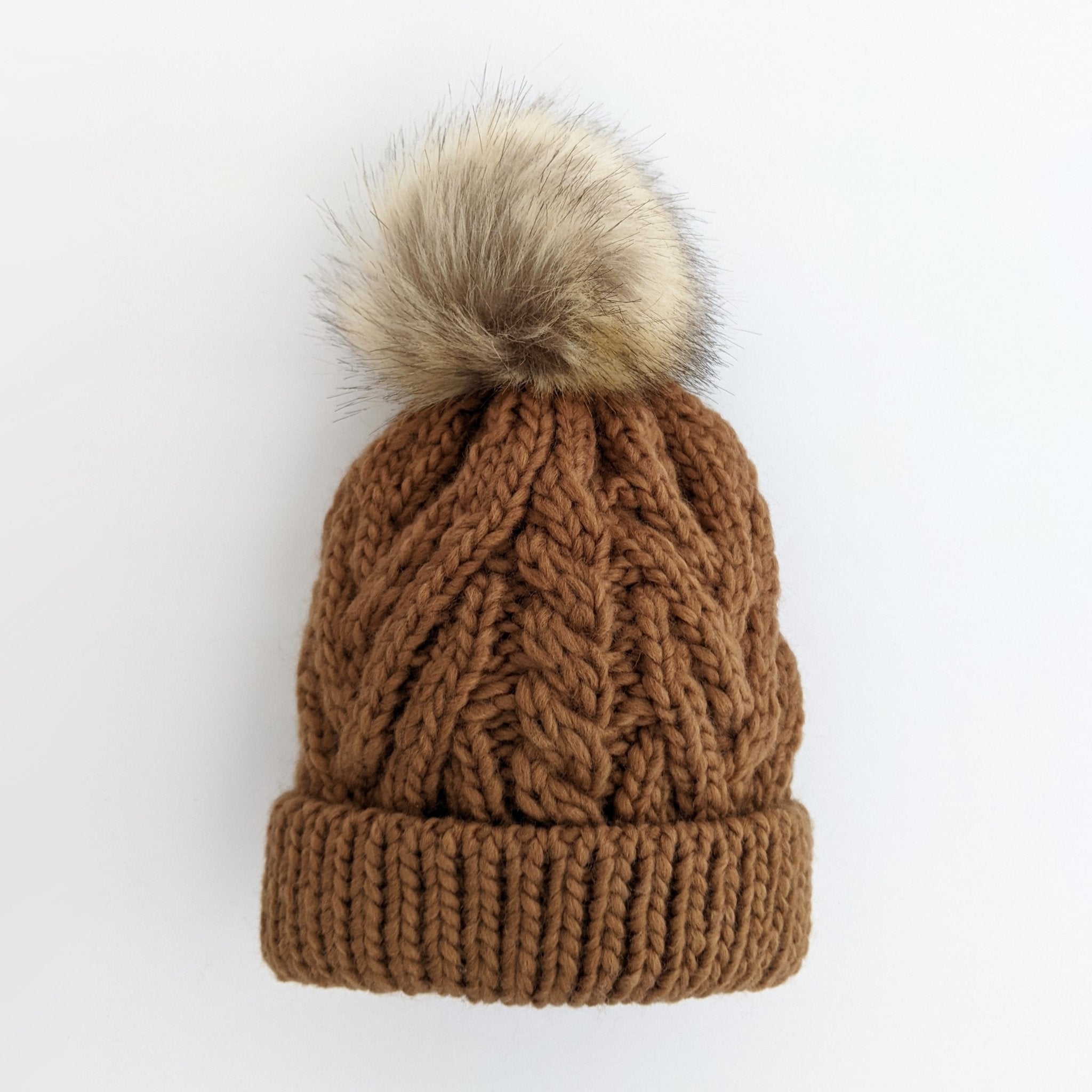 Pecan Pop Pom Pom Beanie Hat Huggalugs