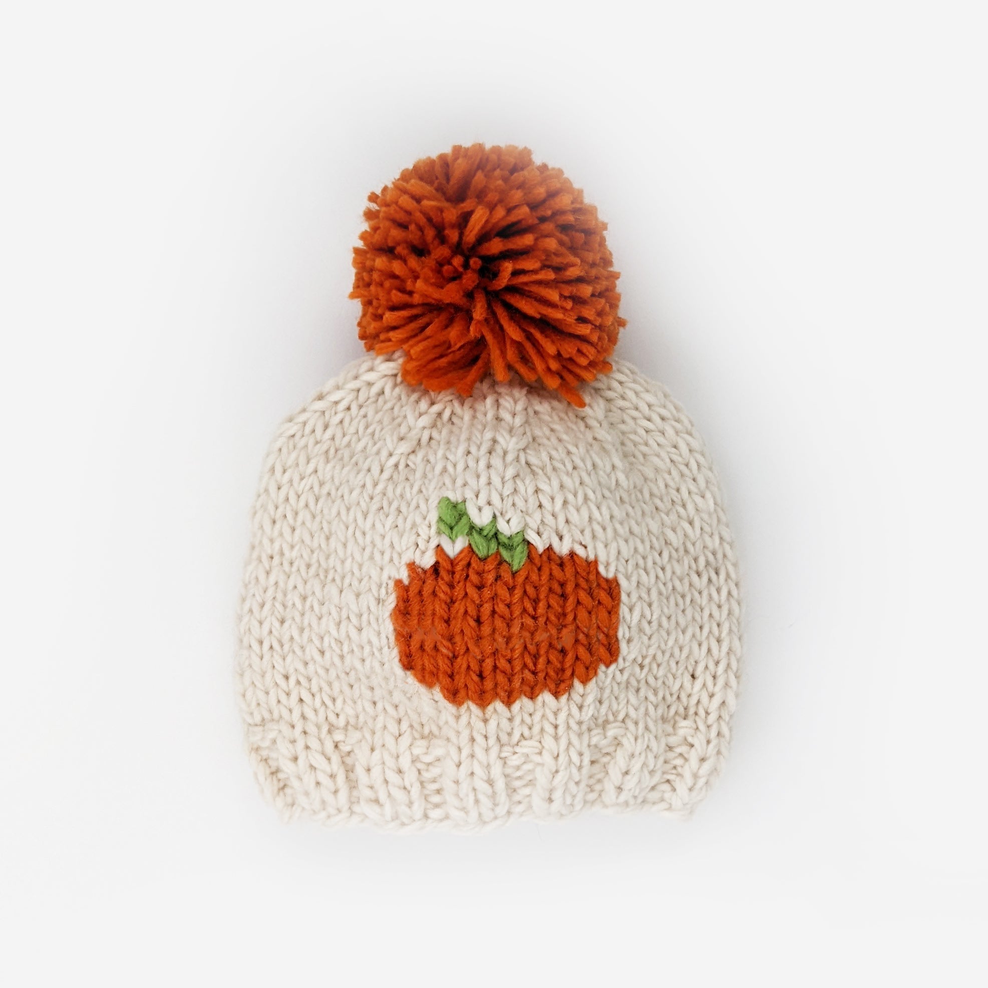 Pumpkin Hand Knit Beanie Hat - Beanie Hats
