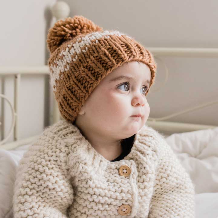 Rebel Pecan Knit Beanie Hat for Babies thru Adults Huggalugs
