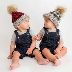 Red Buffalo Check Pom Pom Beanie Hat - Beanie Hats