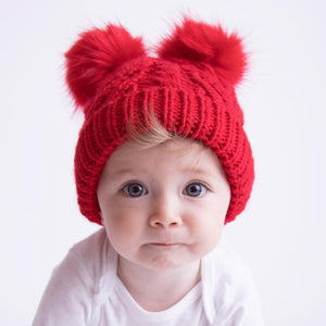 Red Fluffer Beanie Hat for Babies, Toddlers & Kids - Huggalugs