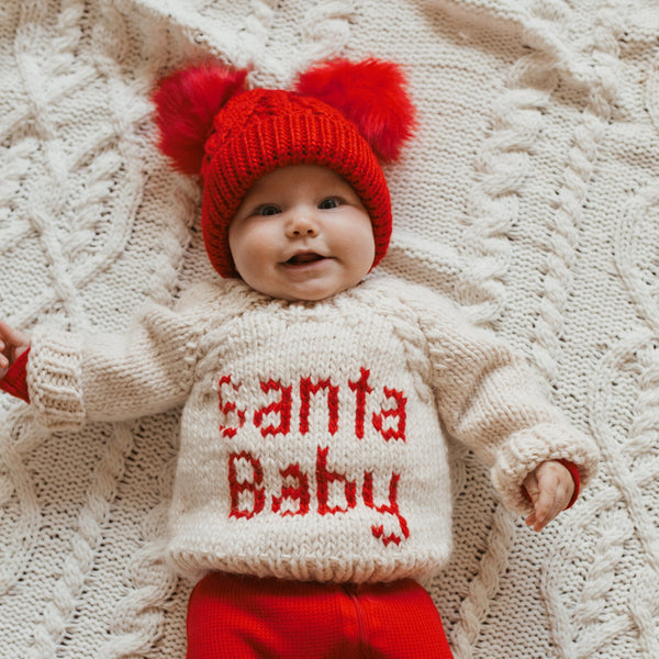 Red Fluffer Beanie Hat for Babies, Toddlers & Kids - Huggalugs