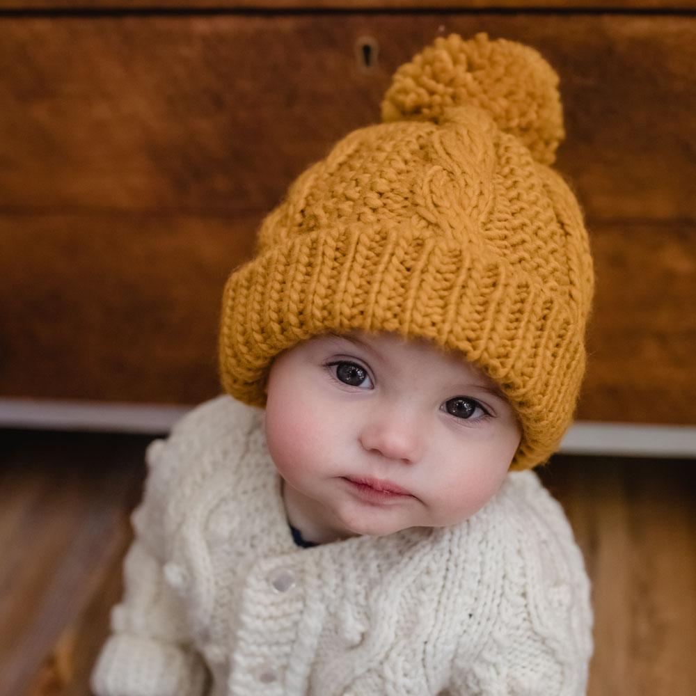 Saffron Gold Cable Beanie - Beanie Hats