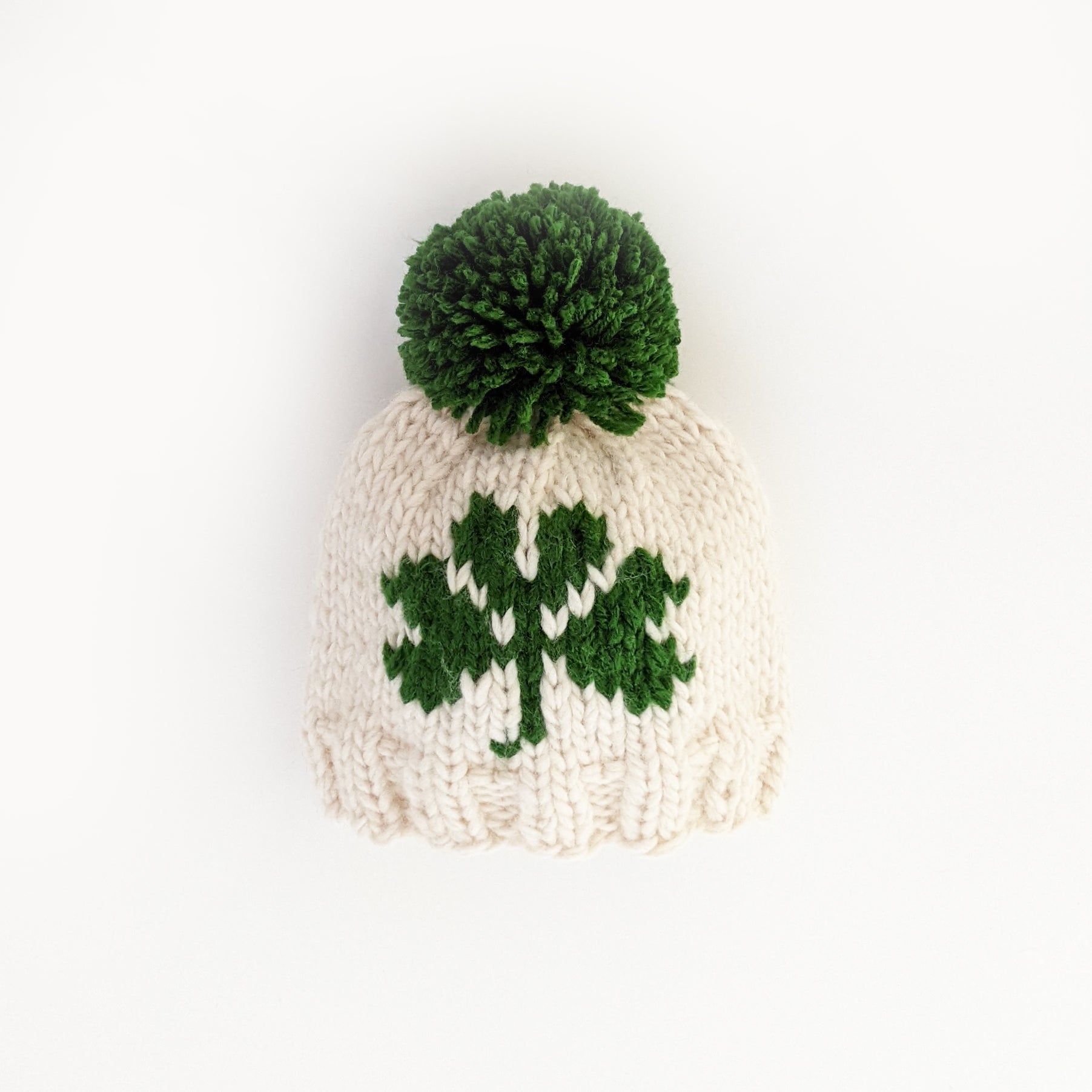 Shamrock Patrick's Day Hand Knit Beanie Hat Huggalugs