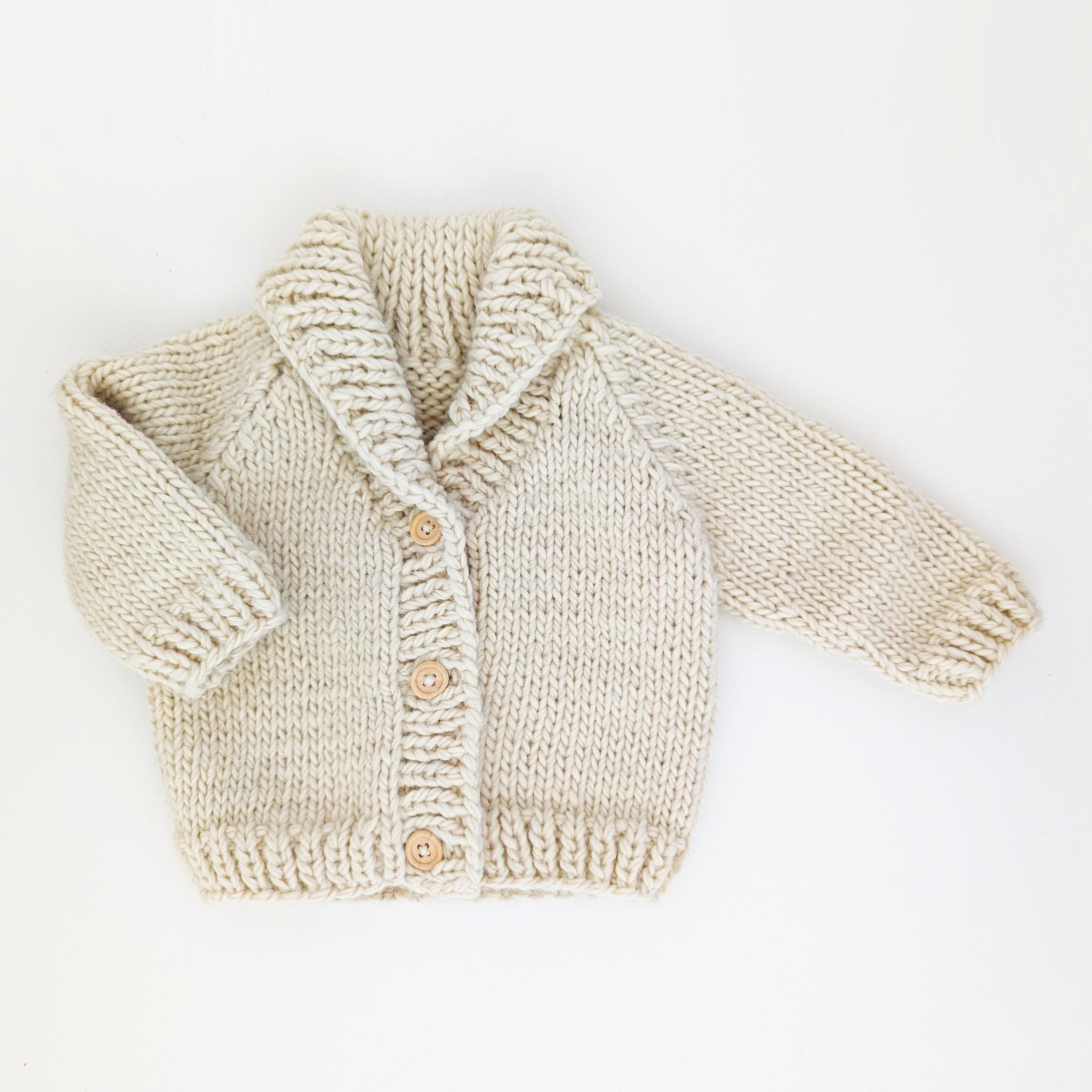 Huggalugs Shawl Collar Cardigan Sweater - Natural 18-24M