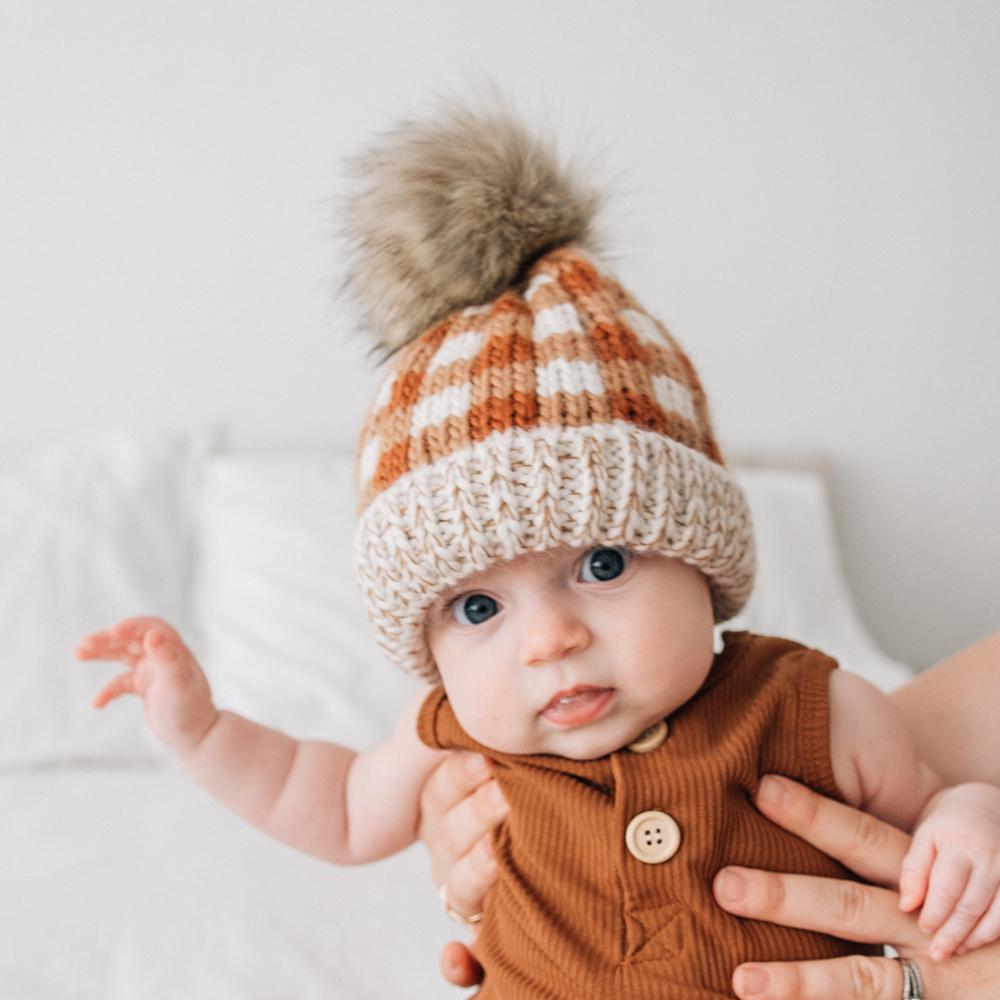 Sienna Buffalo Check Pom Pom Beanie Hat - Beanie Hats