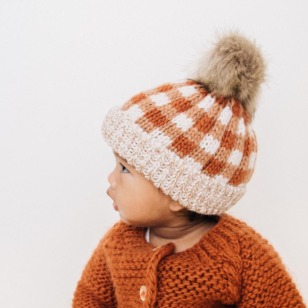 Sienna Buffalo Check Pom Pom Beanie Hat - Beanie Hats