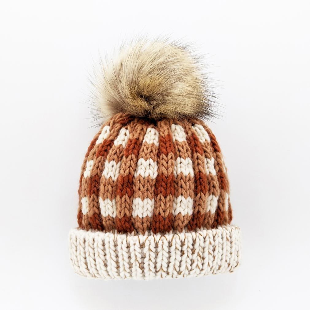 Sienna Buffalo Check Pom Pom Beanie Hat - Huggalugs