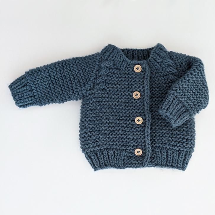 Slate Garter Stitch Cardigan Sweater - Sweaters