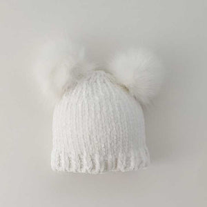 Snowy White Chenille Beanie Hat - Beanie Hats