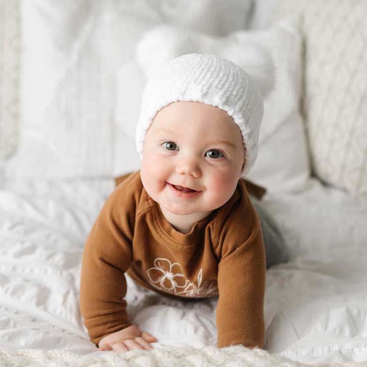 Snowy White Chenille Beanie Hat for Babies, Toddlers & Kids - Beanie Hats