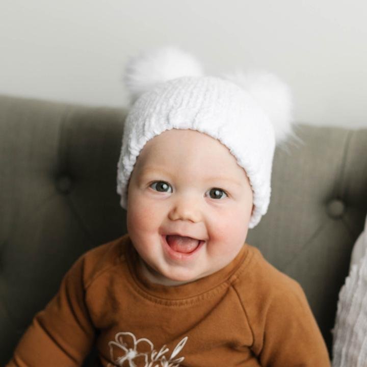 Snowy White Chenille Beanie Hat - Beanie Hats