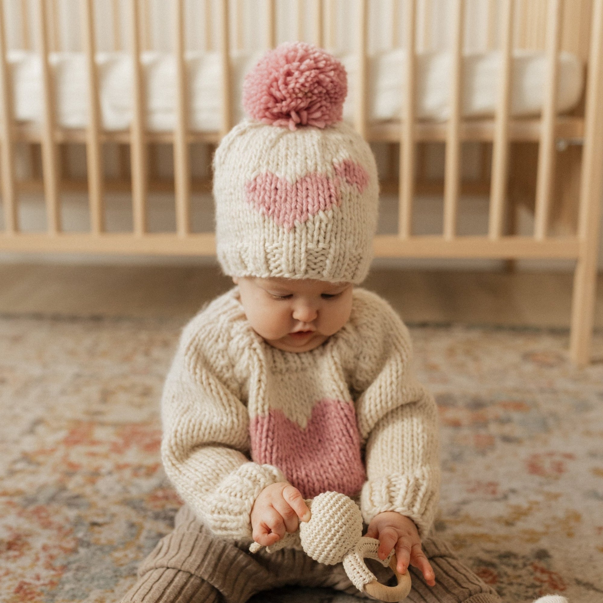 Sweetheart Knit Beanie Hat Rosy - Beanie Hats