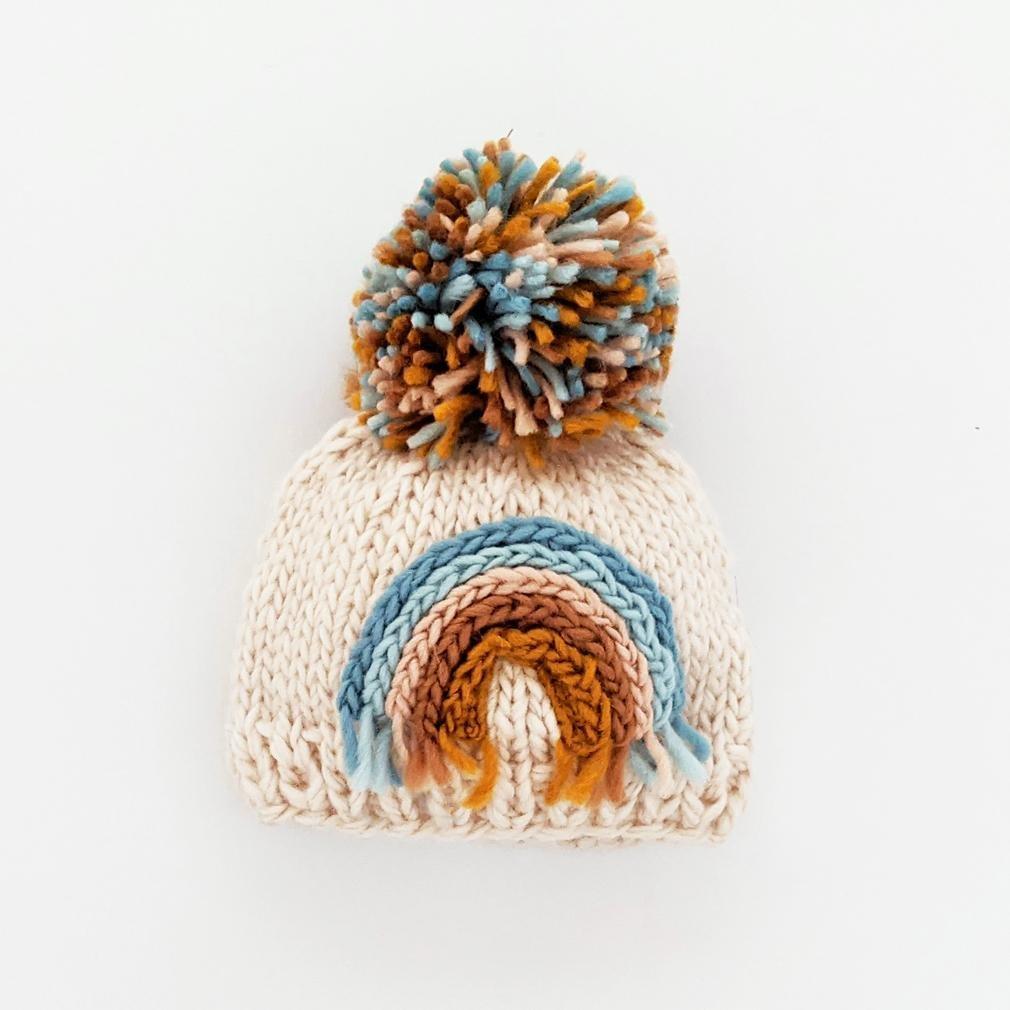 Teal Rainbow Knit Beanie Hat - Huggalugs