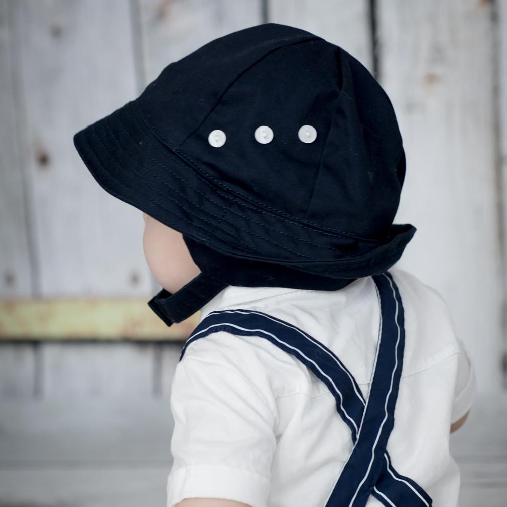 Tyrolean Navy UPF 50+ Hat with Chinstrap for Babies and Toddlers - Sunhat