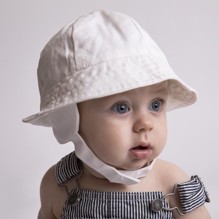 Tyrolean White UPF 50+ Hat with Chinstrap for Babies &amp; Toddlers - Sunhat