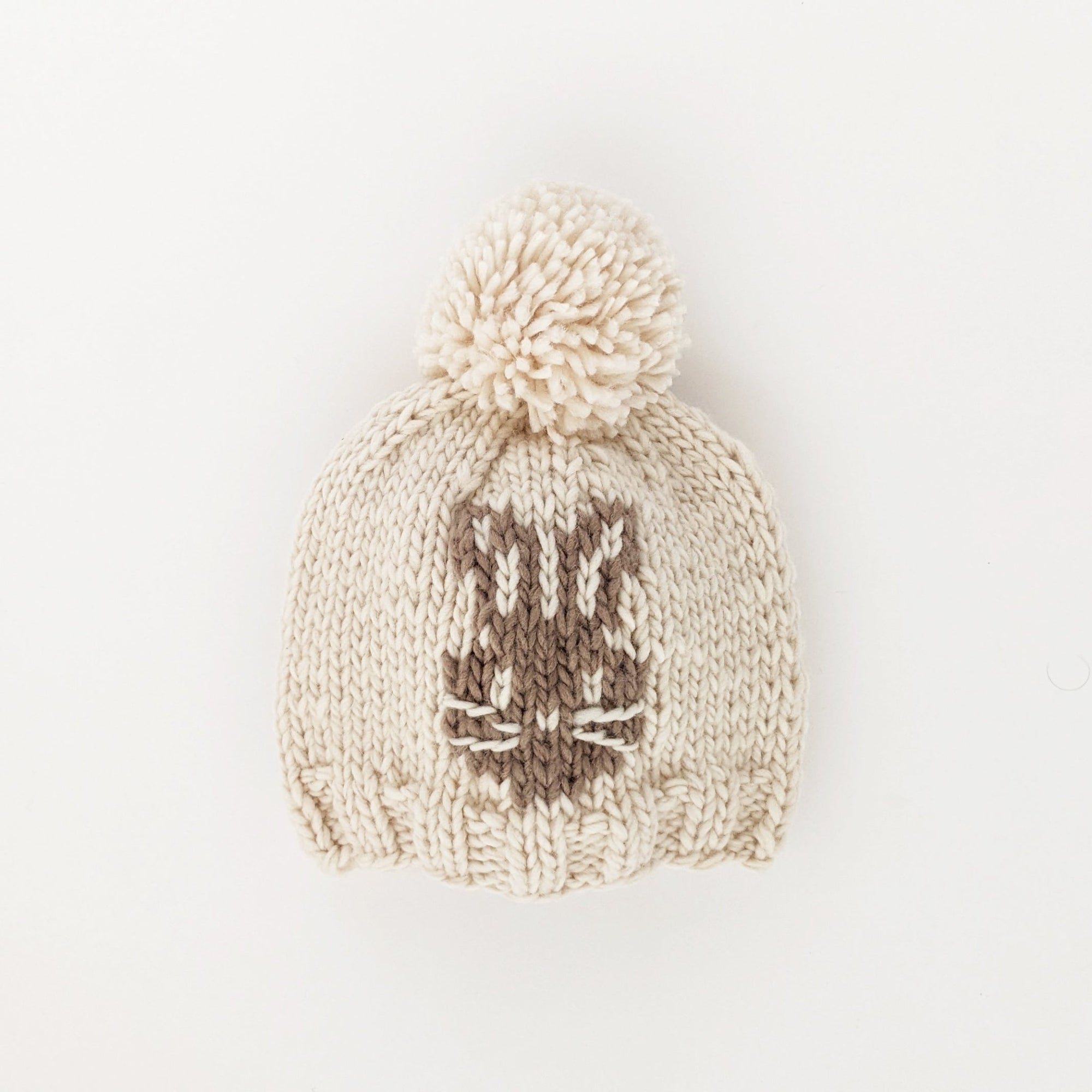 Whiskers Bunny Rabbit Hand Knit Beanie Hat - Beanie Hats