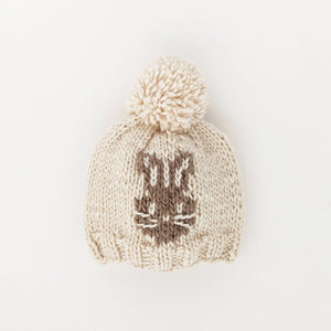 Whiskers Bunny Rabbit Hand Knit Beanie Hat - Beanie Hats