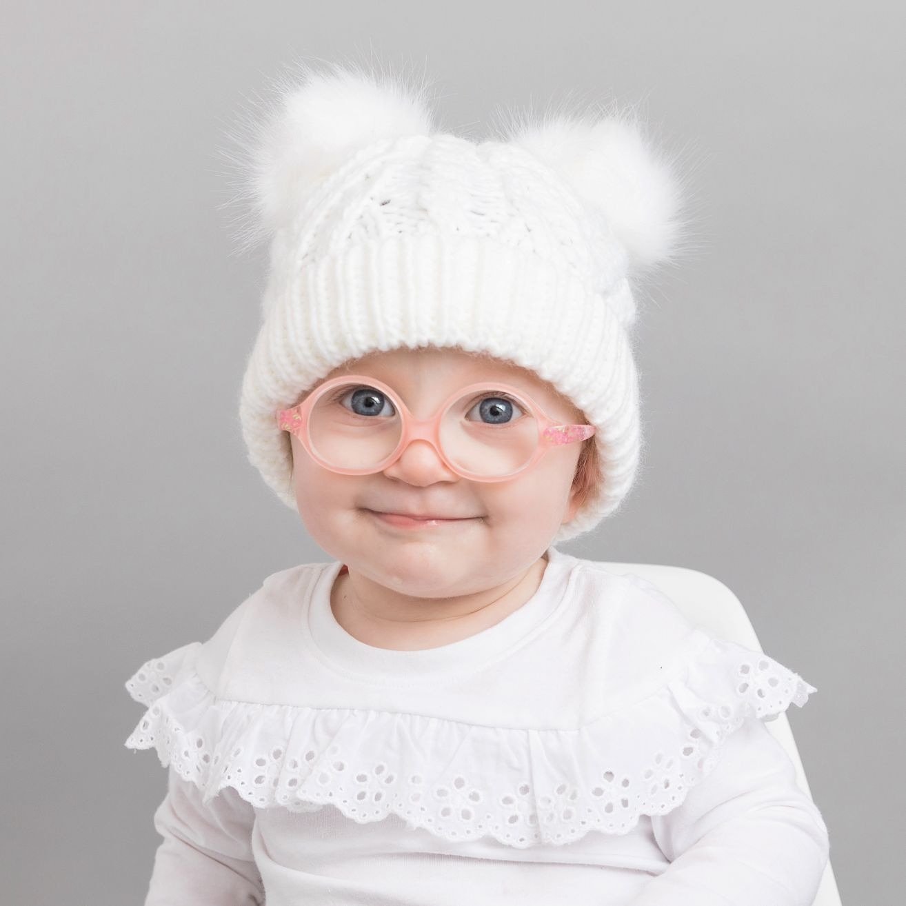 Winter White Fluffer Beanie Hat for Babies, Toddlers Kids