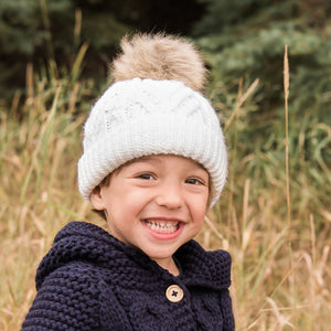 Winter White Pop Pom Pom Beanie Hat - Beanie Hats