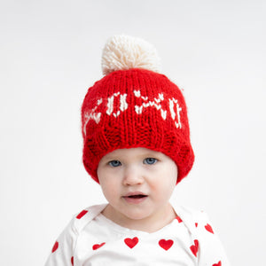 XOXO Red Valentine's Day Hand Knit Beanie Hat - Beanie Hats