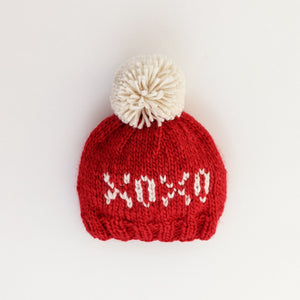 XOXO Red Valentine's Day Hand Knit Beanie Hat Ships 12-1/12/30 - Beanie Hats